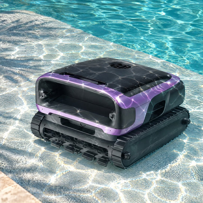 Beatbot Sora 70 robotic pool cleaner on a shallow pool sun shelf