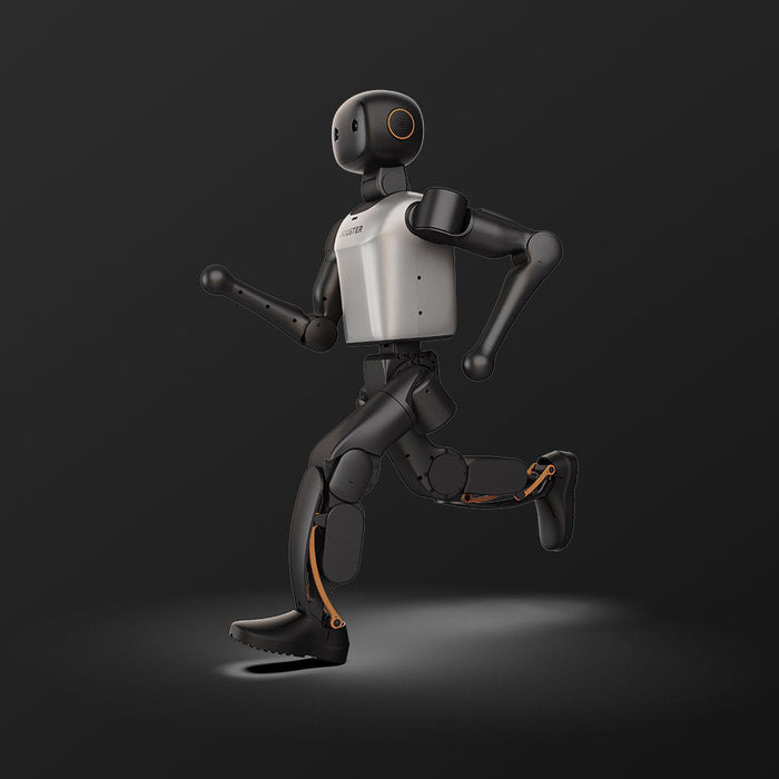 Booster K1 humanoid robot running, side view