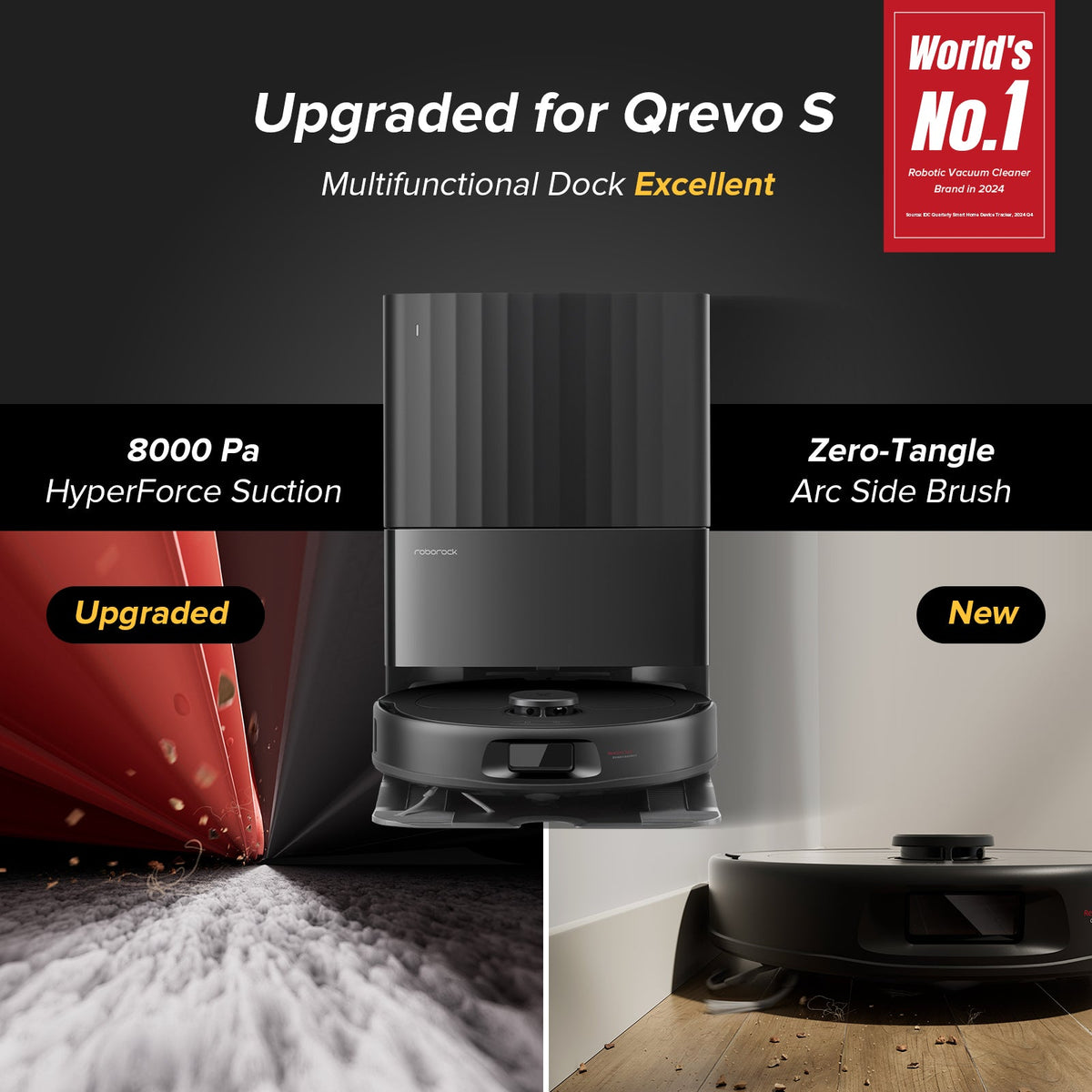 Roborock QV 35A robot vacuum with multifunctional dock, alternate view