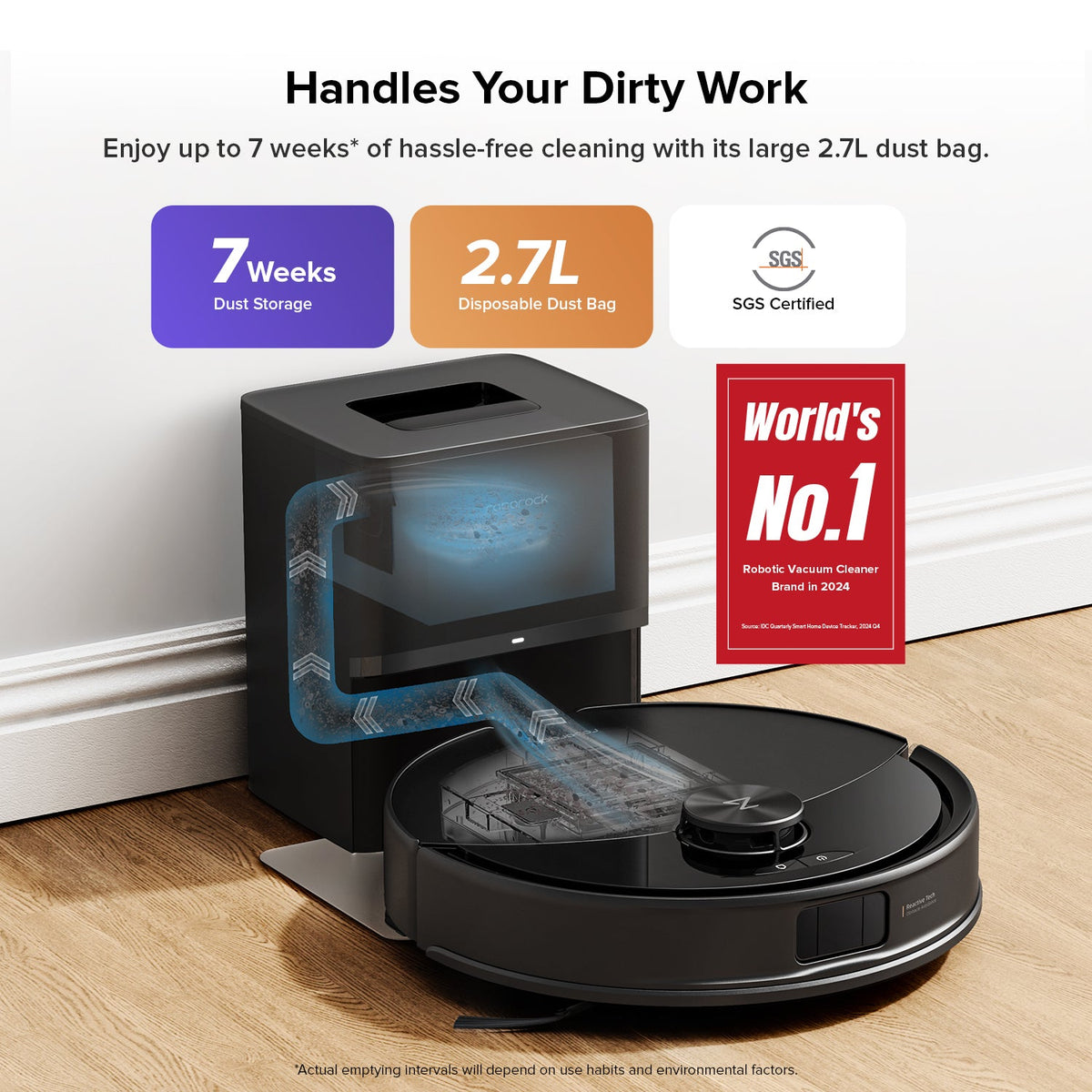 Roborock Q10 S5 Plus robot vacuum and mop with auto-empty dock, alternate view
