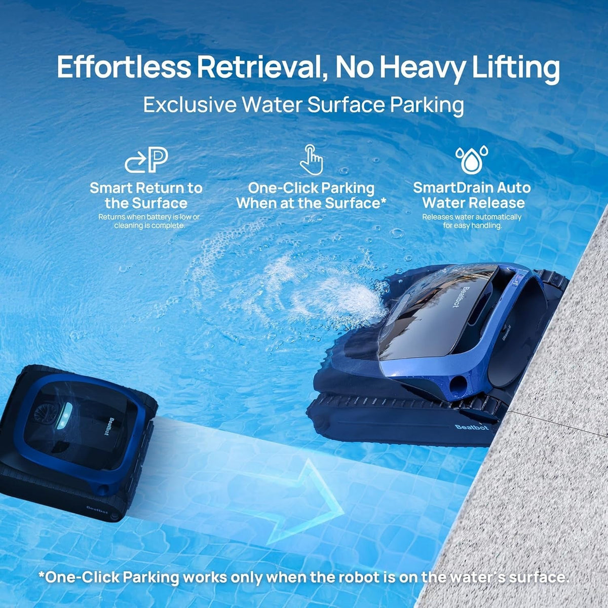Beatbot AquaSense 2 pool cleaner and pool skimmer bundle, detail view
