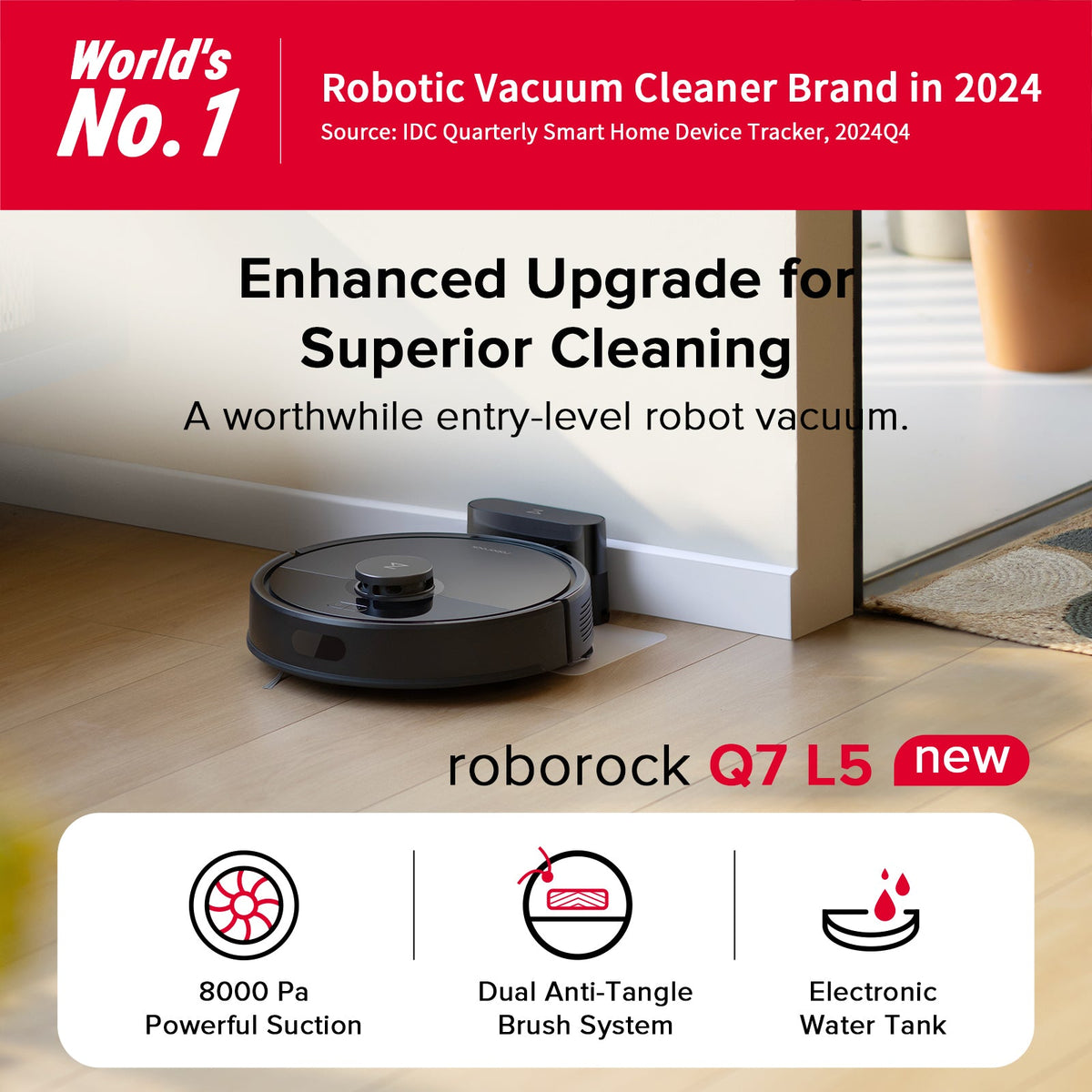 Roborock Q7 L5 robot vacuum and mop, alternate view