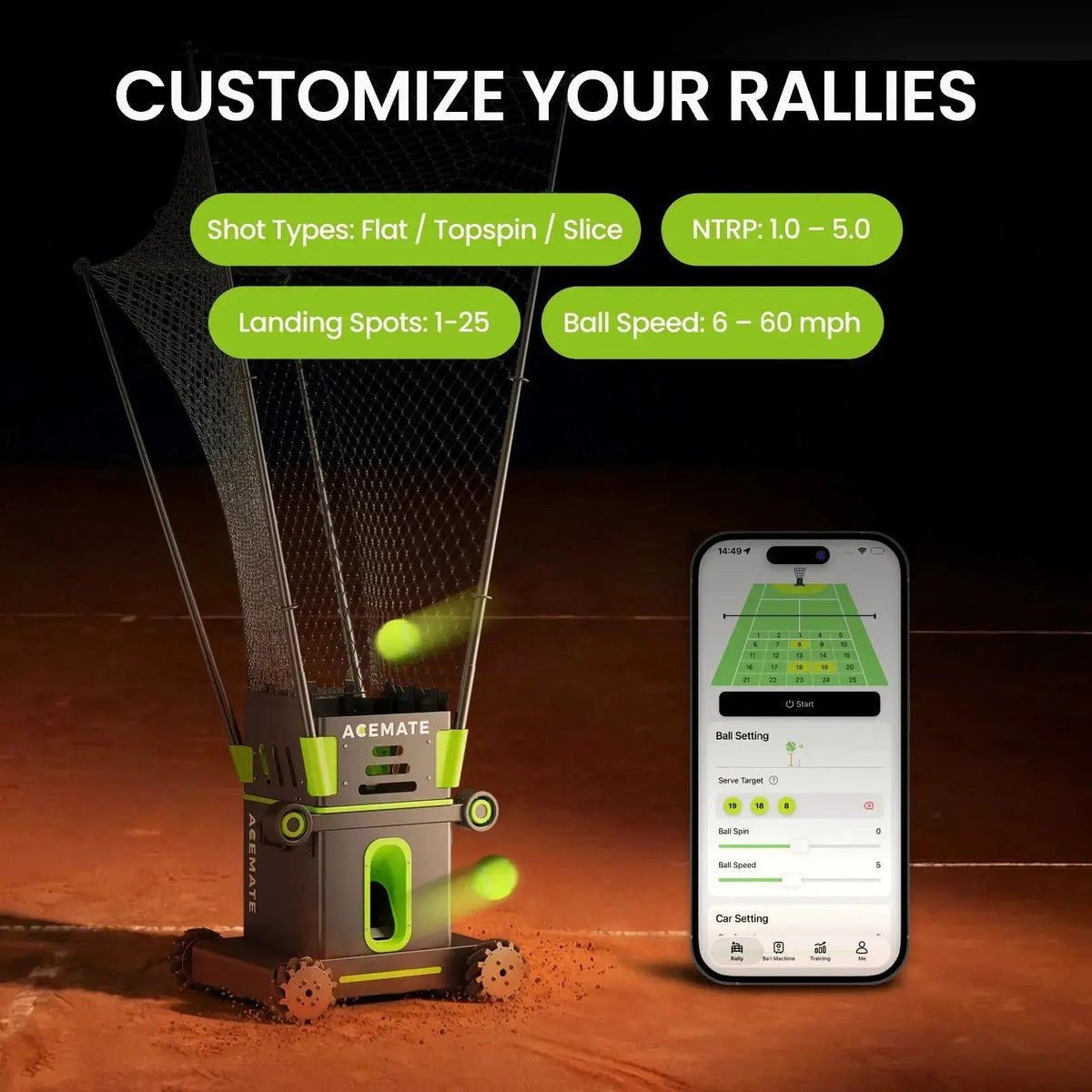 Acemate S10 AI Tennis Robot & Ball Machine