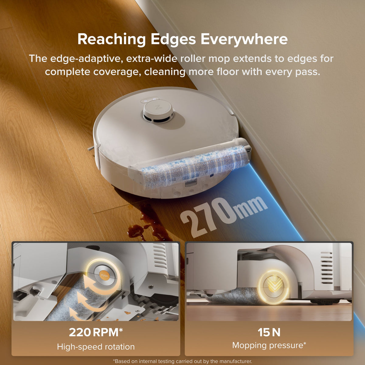 Roborock Qrevo Curv 2 Flow roller mop robot vacuum, detail view