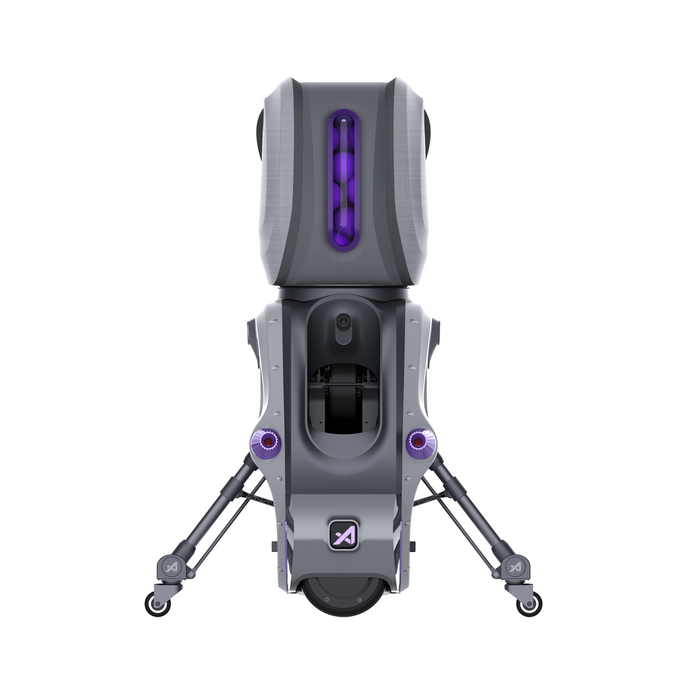 AceiiLab A1 AI tennis robot with the ball bag mounted, front view