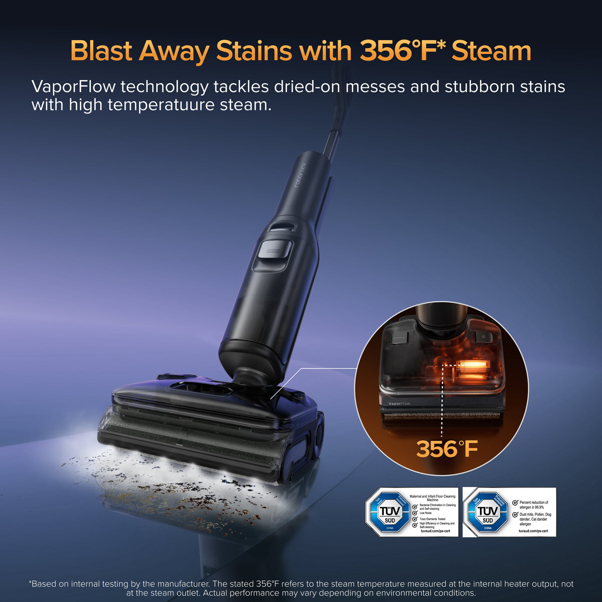 Roborock F25 Ultra wet and dry vacuum with steam cleaning, detail view