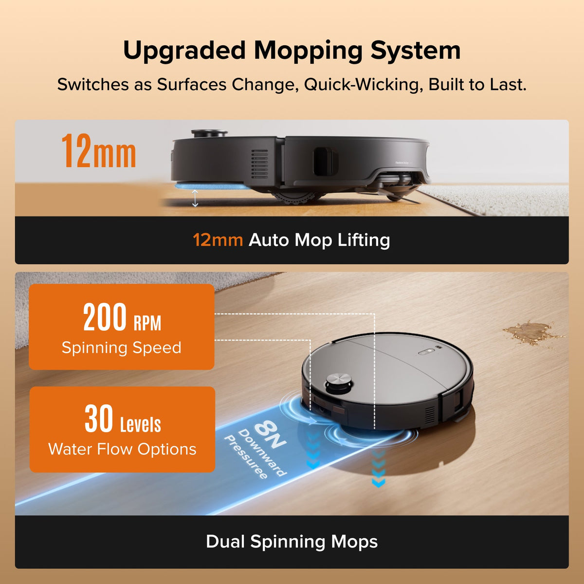Roborock Qrevo Edge 2 robot vacuum with HyperForce suction, detail view