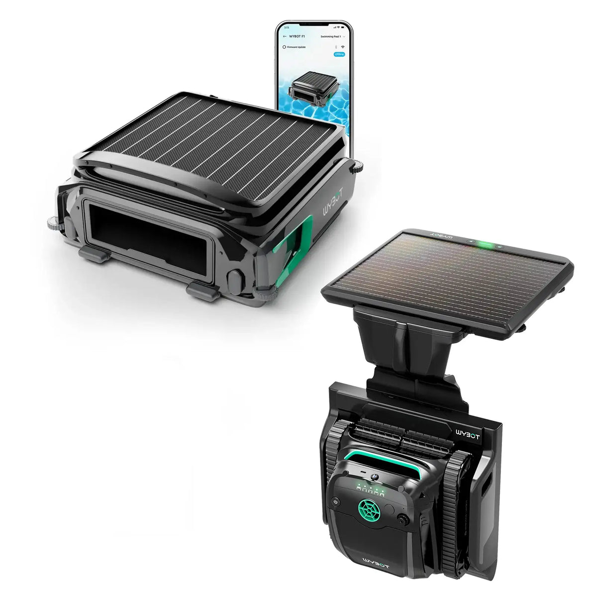 WYBOT S2 Solar Vision pool cleaner and F1 pool skimmer bundle