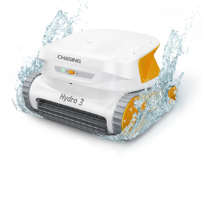 Chasing Hydro 3 cordless robotic pool cleaner in pool