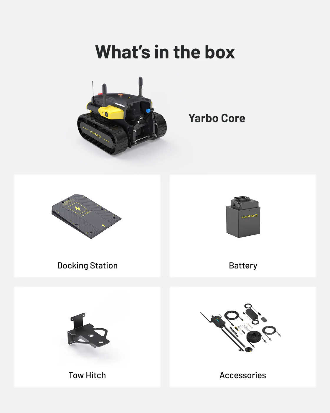 Yarbo Core modular yard robot base unit, detail view