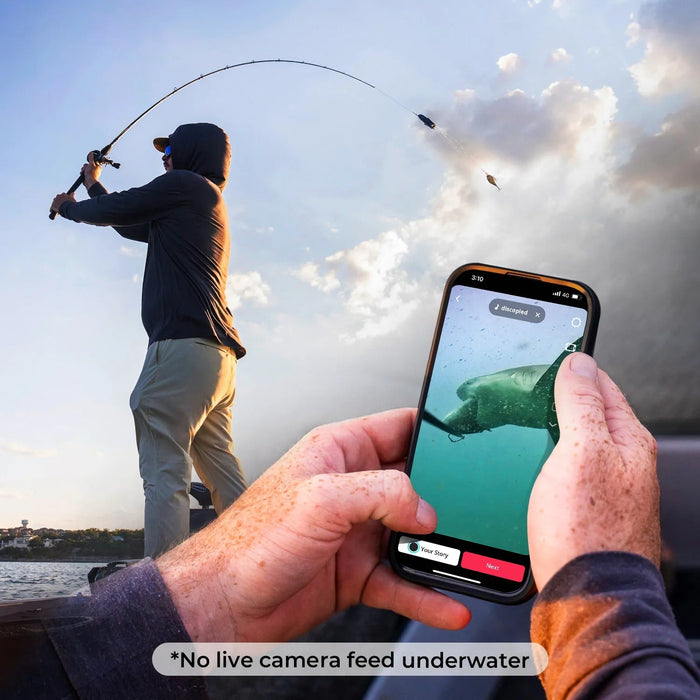 Angler reviewing CanFish CamX underwater fishing footage