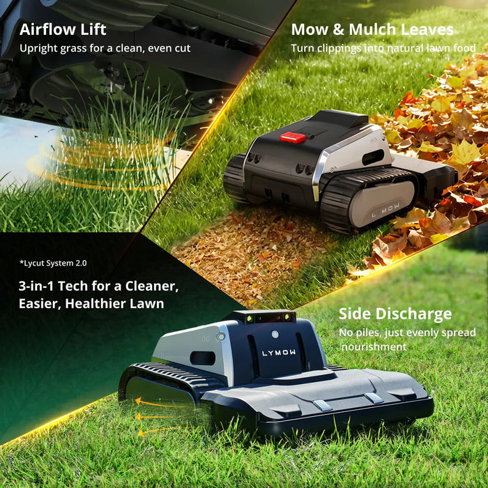Lymow One Plus tracked robotic lawn mower features