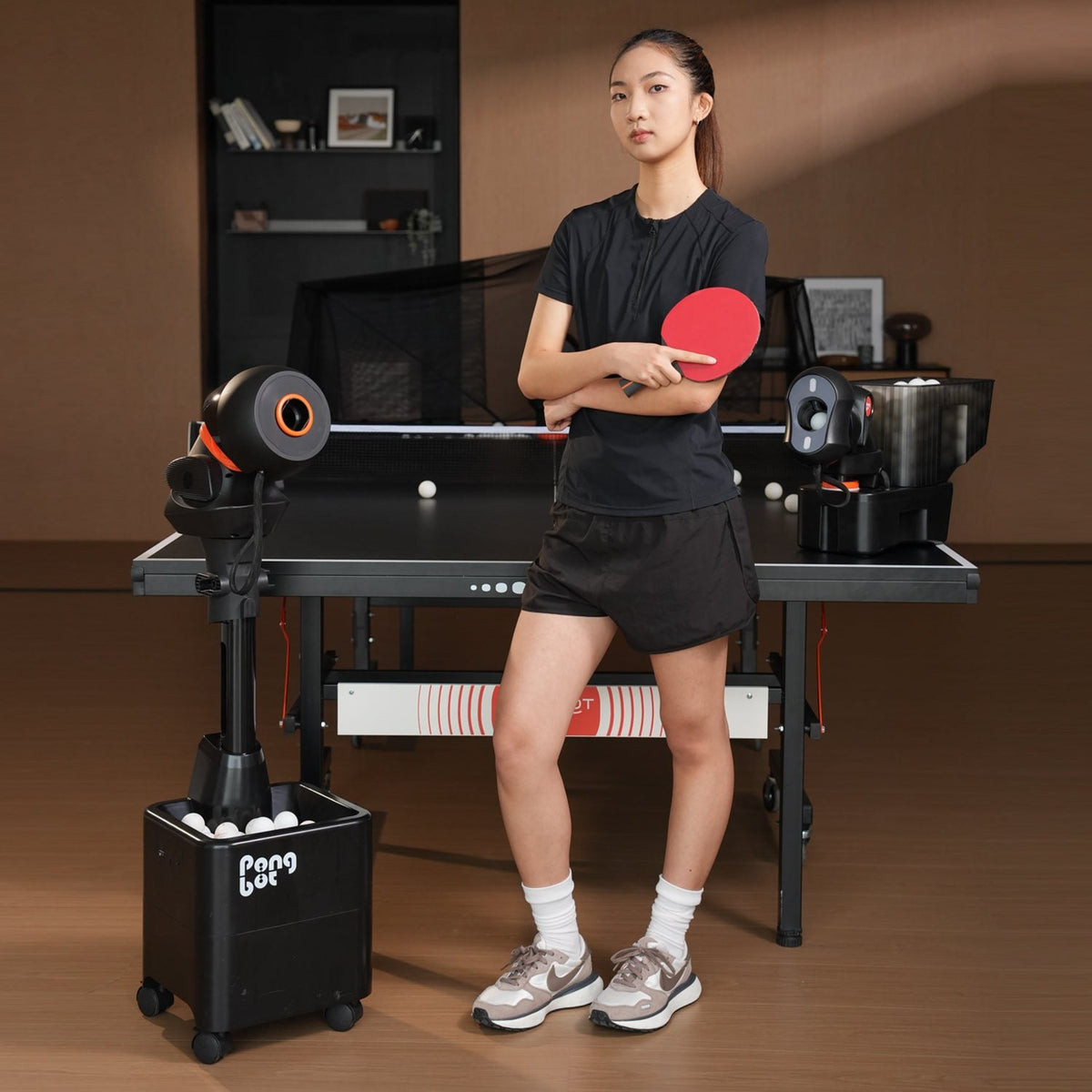 Pongbot Halo S Pro table tennis robot in use