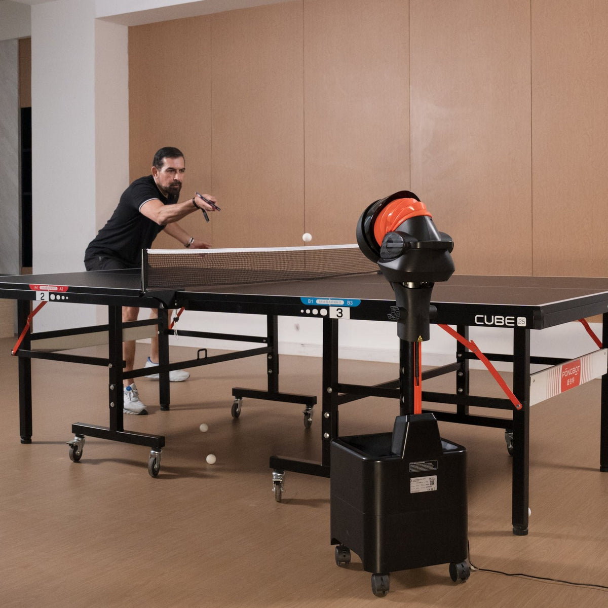 Pongbot Halo S Pro table tennis robot in use