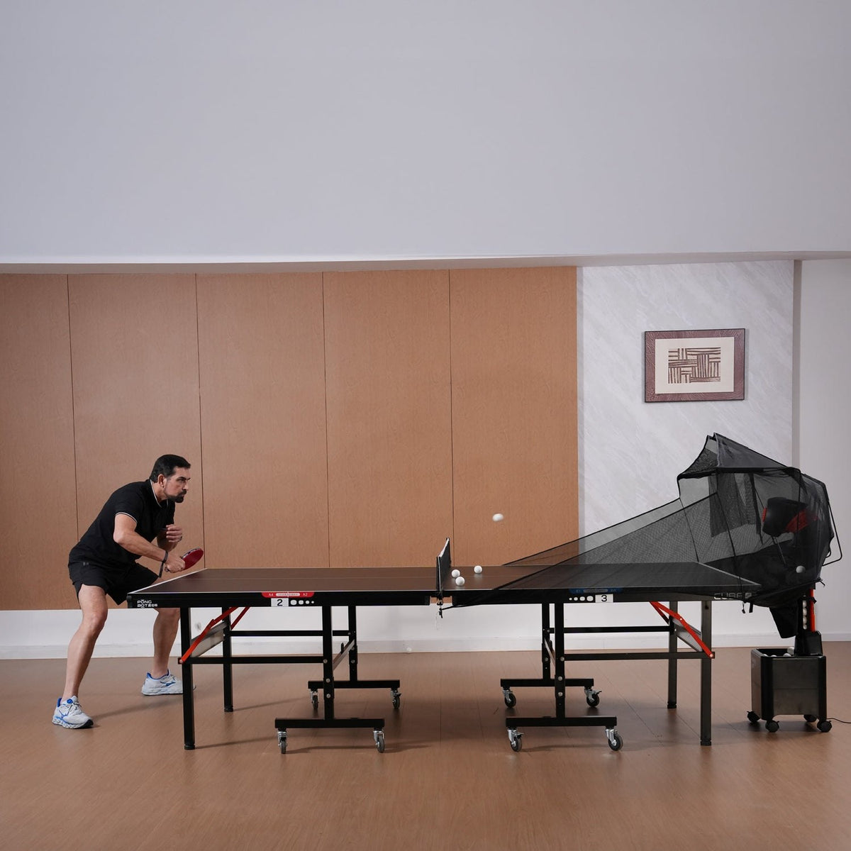 Pongbot Halo S Pro table tennis robot in use