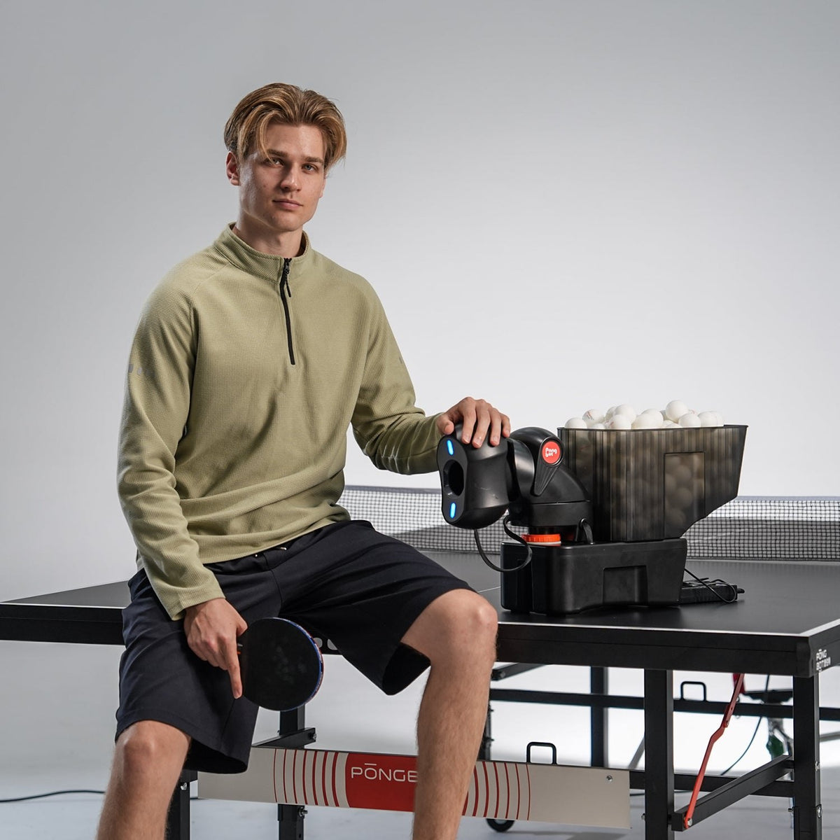 Pongbot Nova S Pro table tennis robot in use