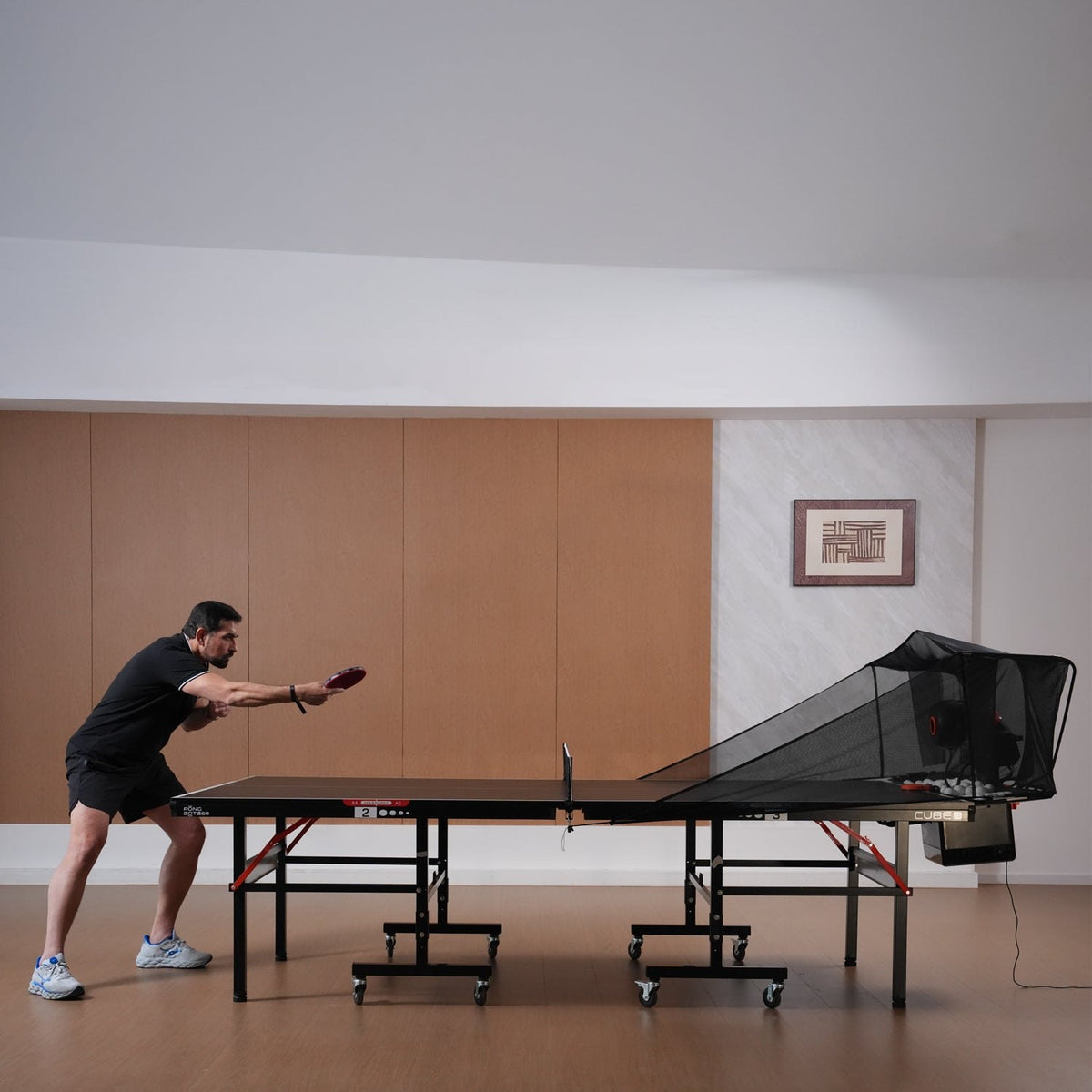 Pongbot Omni S Pro table tennis robot in use