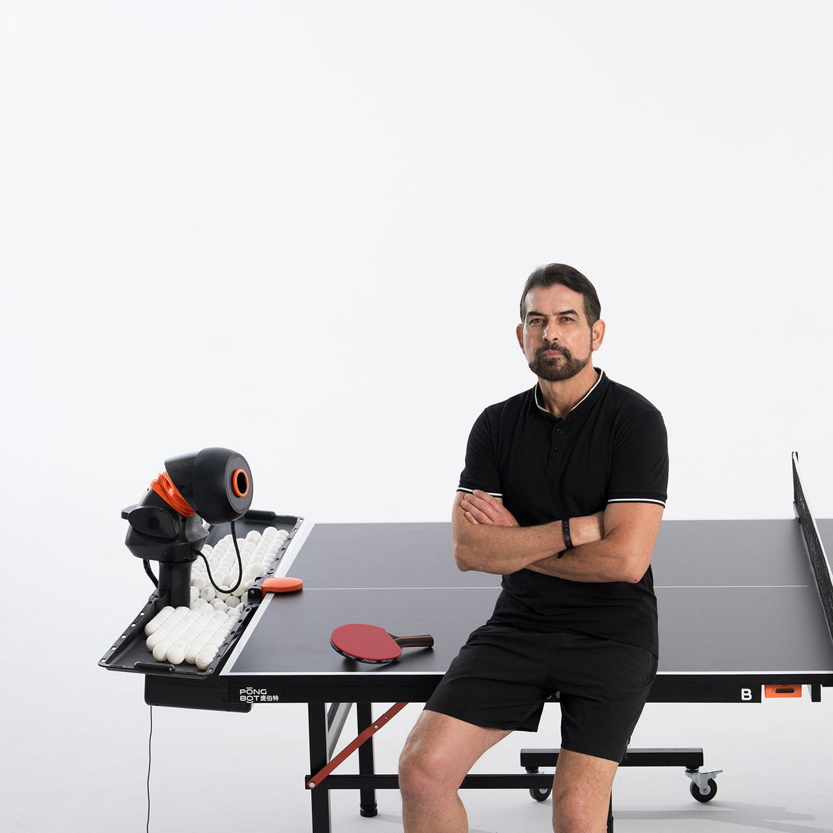 Pongbot Omni S Pro table tennis robot in use