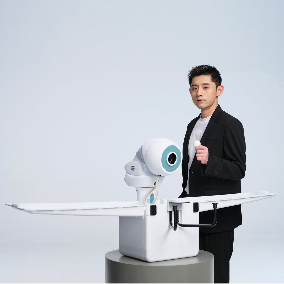 Pongbot Omni S Plus table tennis robot in use