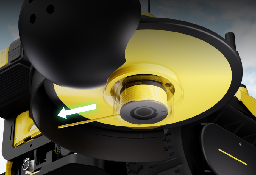 Yarbo Trimmer automatic line-feed head, manufacturer detail illustration